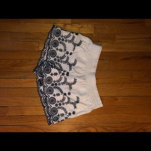 J. Crew White with Navy Blue Embroidered Shorts